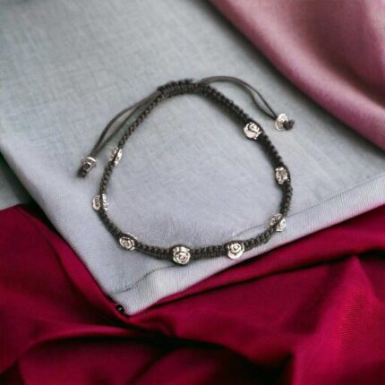 B2915022 Bracelet ajustable en acier inoxydable avec corde en nylon