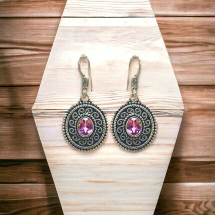 E2915016 Boucles d'oreilles en laiton plaqué or avec pierre semi précieuse onyx