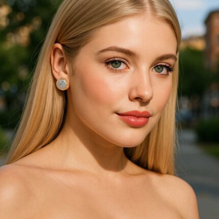 E2915020 Boucles d'oreilles en cuivre plaqué or 18 carats et diamants américains